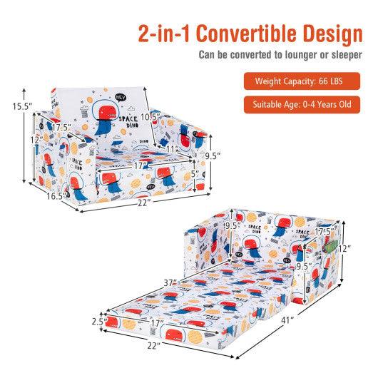 2-in-1 Convertible Kids Sofa with Velvet Fabric-White at Set Shop and Smile