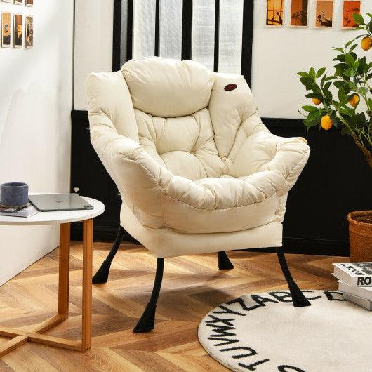 Modern Polyester Fabric Lazy Chair with Steel Frame and Side Pocket-Beige at Set Shop and Smile