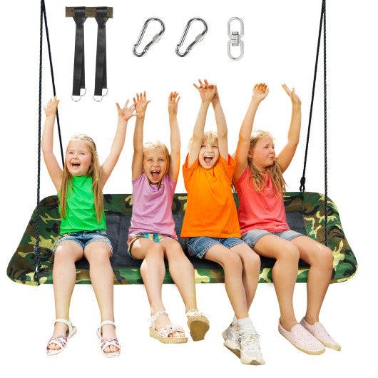 60 Inches Platform Tree Swing Outdoor with 2 Hanging Straps-Camouflage at Set Shop and Smile