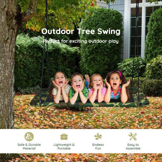 60 Inches Platform Tree Swing Outdoor with 2 Hanging Straps-Camouflage at Set Shop and Smile