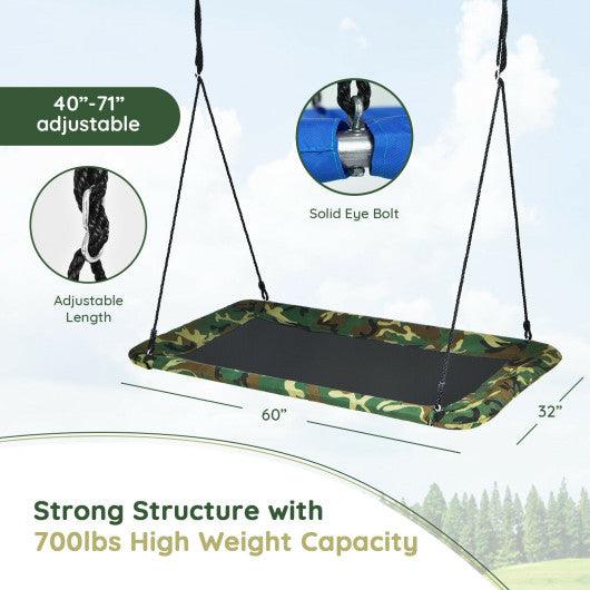 60 Inches Platform Tree Swing Outdoor with 2 Hanging Straps-Camouflage at Set Shop and Smile