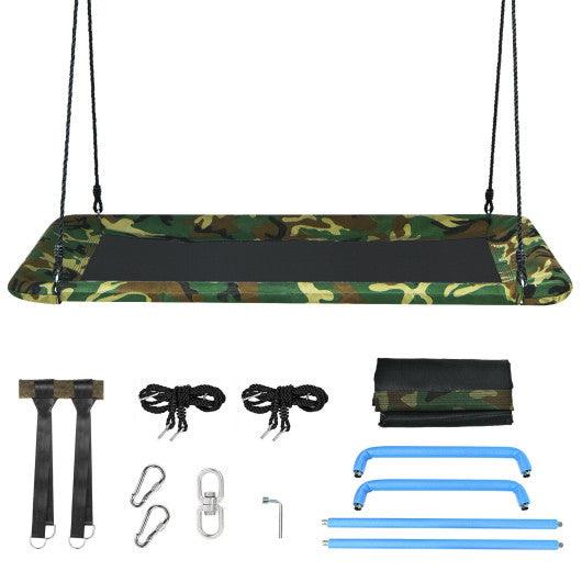 60 Inches Platform Tree Swing Outdoor with 2 Hanging Straps-Camouflage at Set Shop and Smile