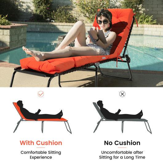 Outdoor Lounge Chaise Cushion with String Ties for Garden Poolside-Orange at Set Shop and Smile