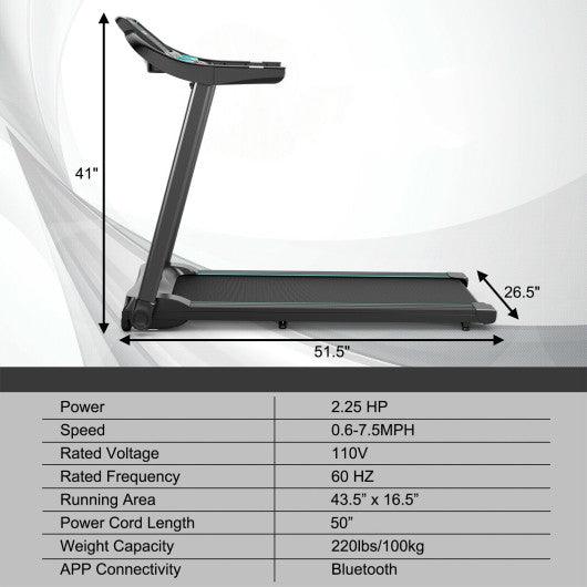 2.25HP Electric Running Machine Treadmill with Speaker and APP Control-Blue at Set Shop and Smile