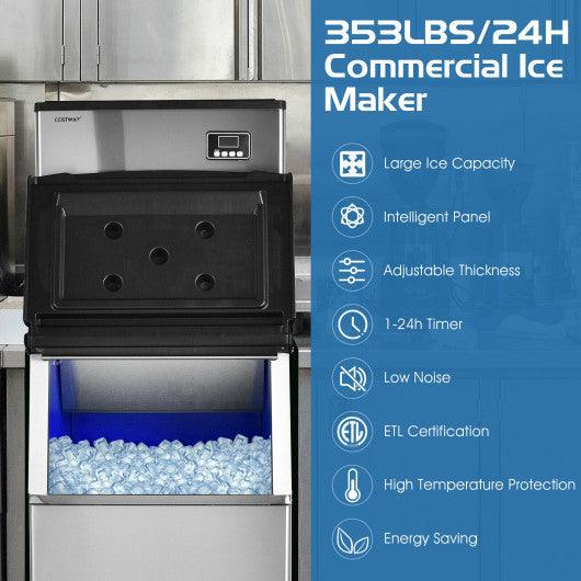 353LBS/24H Split Commercial Ice Maker with 198 LBS Storage Bin at Set Shop and Smile