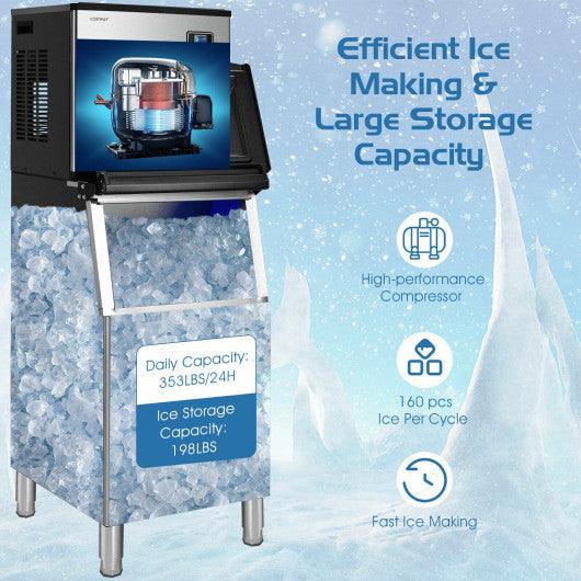 353LBS/24H Split Commercial Ice Maker with 198 LBS Storage Bin at Set Shop and Smile