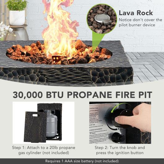 16 Feet Square Outdoor Propane Fire Pit with Lava Rocks Waterproof Cover 30 000 BTU at Set Shop and Smile