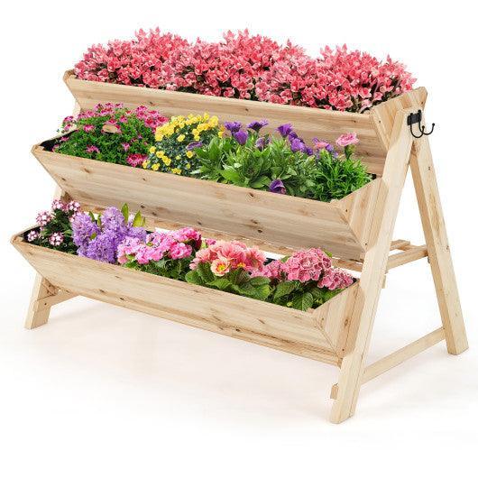 3 Tier Wooden Vertical Raised Garden Bed with Storage Shelf at Set Shop and Smile
