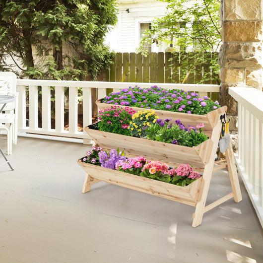 3 Tier Wooden Vertical Raised Garden Bed with Storage Shelf at Set Shop and Smile