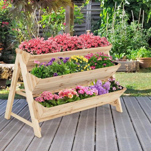 3 Tier Wooden Vertical Raised Garden Bed with Storage Shelf at Set Shop and Smile
