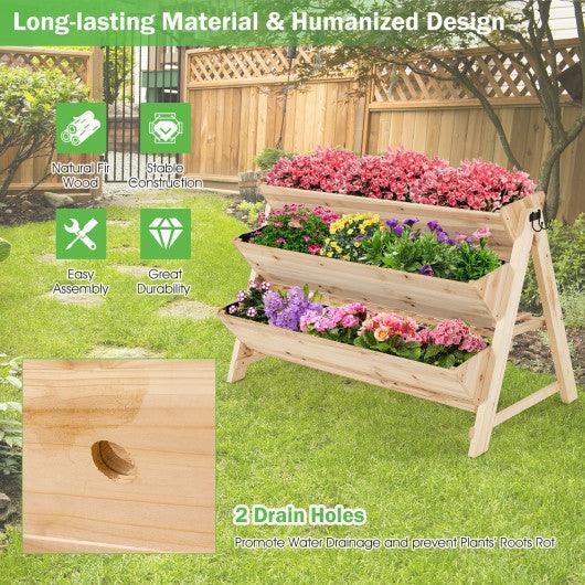 3 Tier Wooden Vertical Raised Garden Bed with Storage Shelf at Set Shop and Smile
