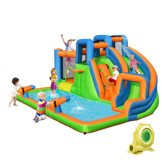 7-in-1 Inflatable Giant Water Park Bouncer with Dual Climbing Walls and 735W Blower at Set Shop and Smile