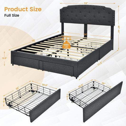 Platform Bed Frame with 4 Storage Drawers Adjustable Headboard at Set Shop and Smile