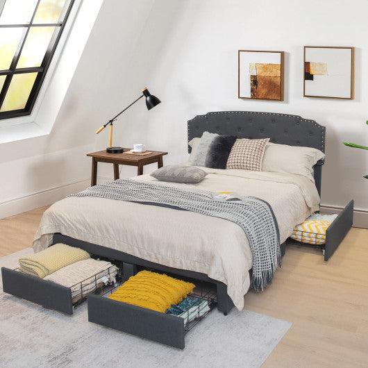 Platform Bed Frame with 4 Storage Drawers Adjustable Headboard at Set Shop and Smile