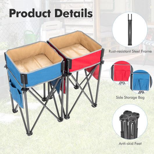 2 Pieces Folding Camping Tables with Large Capacity Storage Sink for Picnic at Set Shop and Smile