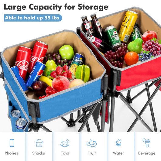 2 Pieces Folding Camping Tables with Large Capacity Storage Sink for Picnic at Set Shop and Smile