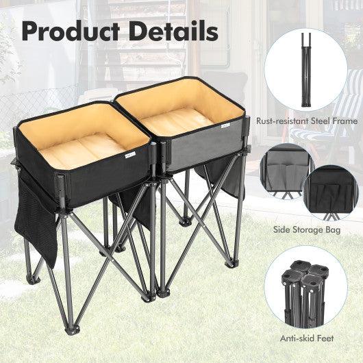 2 Pieces Folding Camping Tables with Large Capacity Storage Sink for Picnic at Set Shop and Smile