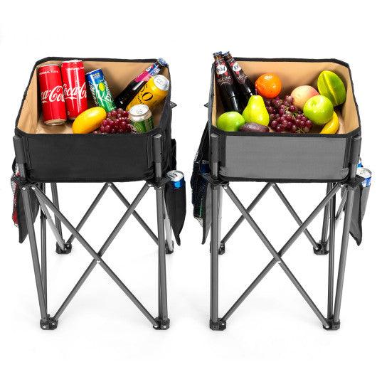 2 Pieces Folding Camping Tables with Large Capacity Storage Sink for Picnic at Set Shop and Smile
