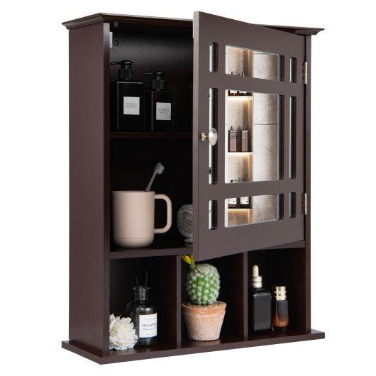 Wall Mounted and Mirrored Bathroom Cabinet-Brown at Set Shop and Smile