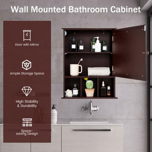Wall Mounted and Mirrored Bathroom Cabinet-Brown at Set Shop and Smile