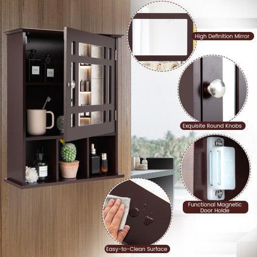 Wall Mounted and Mirrored Bathroom Cabinet-Brown at Set Shop and Smile