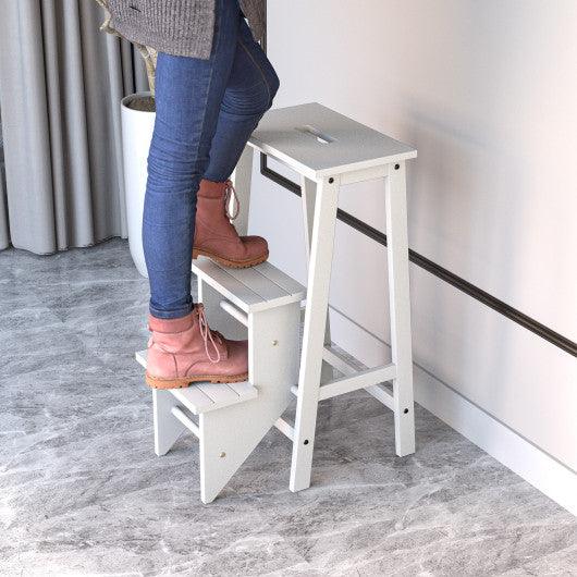 3 Tier Step Stool 3 in 1 Folding Ladder Bench-White at Set Shop and Smile