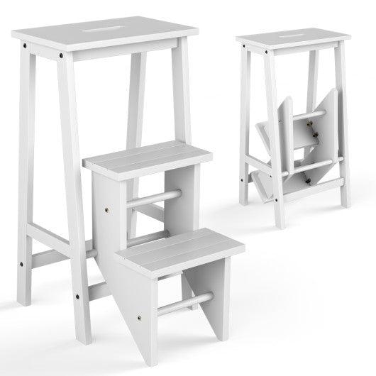 3 Tier Step Stool 3 in 1 Folding Ladder Bench-White at Set Shop and Smile