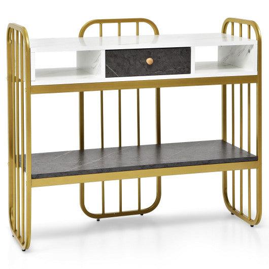 Console Table with Drawer Storage Shelf Wide Tabletop-White at Set Shop and Smile