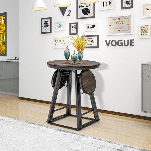 3 Pieces Dining Table Set with 2 Foldable Stools for Small Space-Gray at Set Shop and Smile