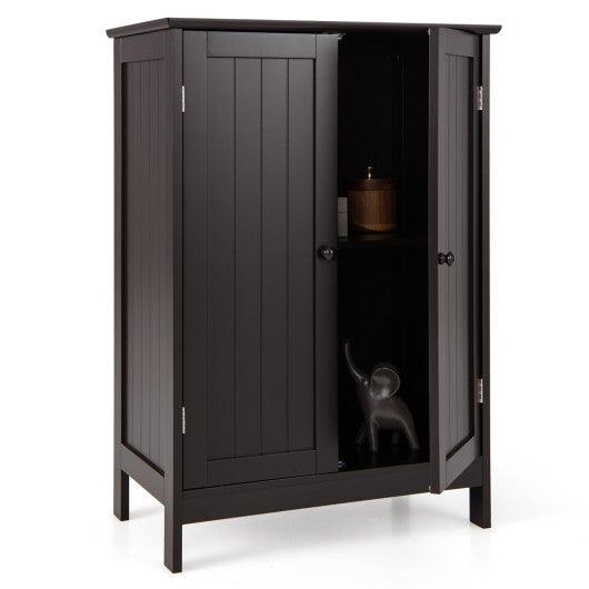 Bathroom Floor Storage Double Door Cupboard Cabinet-Brown at Set Shop and Smile
