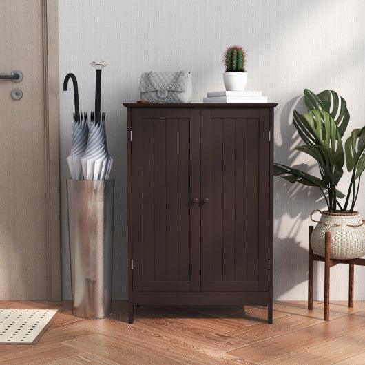 Bathroom Floor Storage Double Door Cupboard Cabinet-Brown at Set Shop and Smile