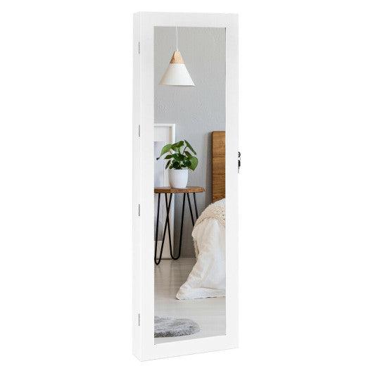 Wall Mounted Lockable Mirror Jewelry Cabinet with LED Light at Set Shop and Smile