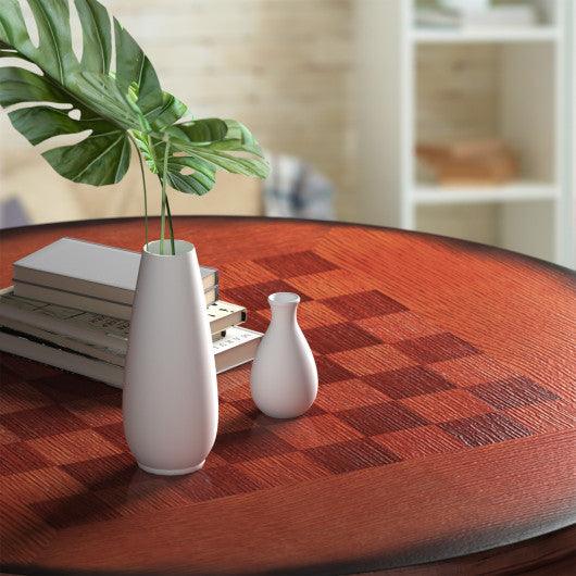 42 Inch Wooden Round Pub Pedestal Side Table with Chessboard at Set Shop and Smile