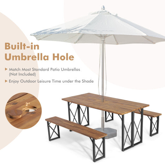 6-Person Outdoor Patio Dining Table Set with 2 Inch Umbrella Hole - Set Shop and Smile