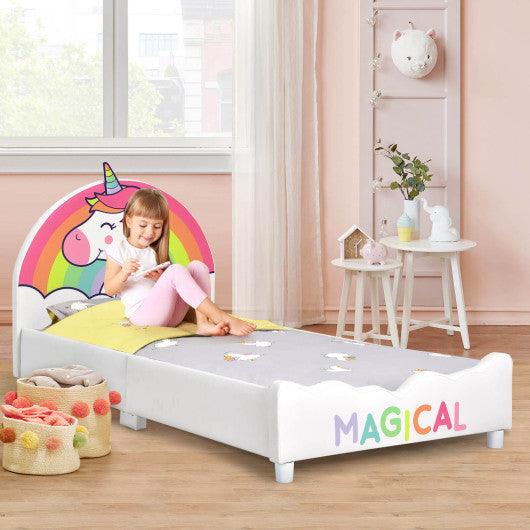 Children Twin Size Upholstered Platform Single Bed at Set Shop and Smile