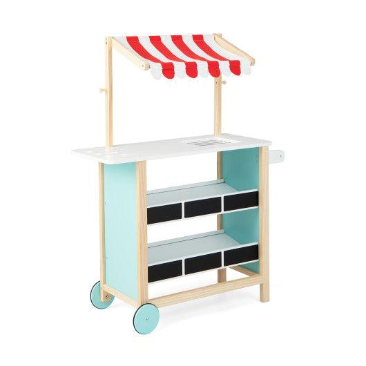 Kids Wooden Ice Cream Cart with Chalkboard and Storage at Set Shop and Smile