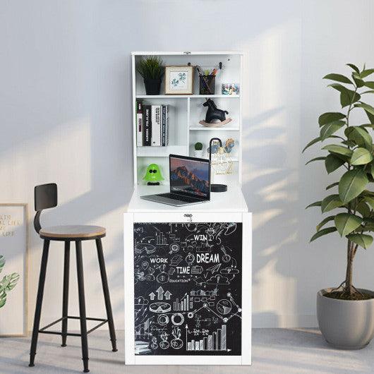 Convertible Wall Mounted Table with A Chalkboard-White at Set Shop and Smile