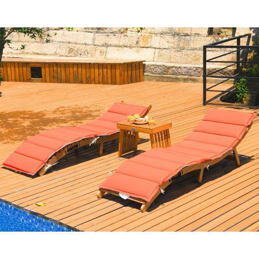 3 Pieces Folding Patio Eucalyptus Wood Lounge Chair Set with Foldable Side Table at Set Shop and Smile