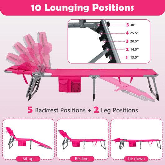 Folding Beach Lounge Chair with Pillow for Outdoor-Pink at Set Shop and Smile