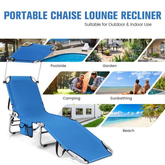 Adjustable Outdoor Beach Patio Pool Recliner with Sun Shade-Navy at Set Shop and Smile