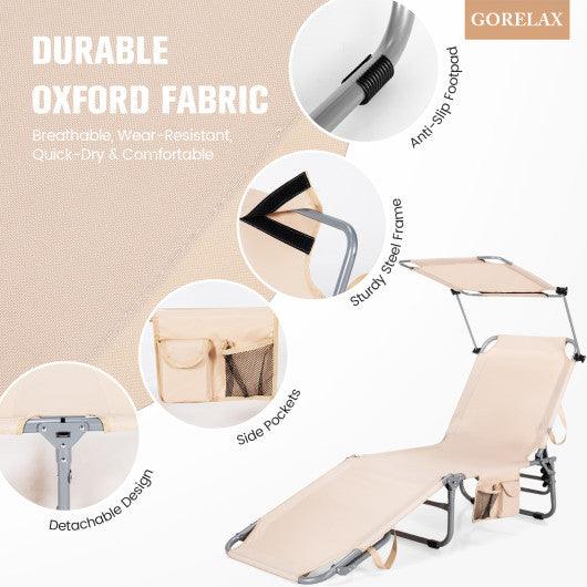 Adjustable Outdoor Beach Patio Pool Recliner with Sun Shade at Set Shop and Smile