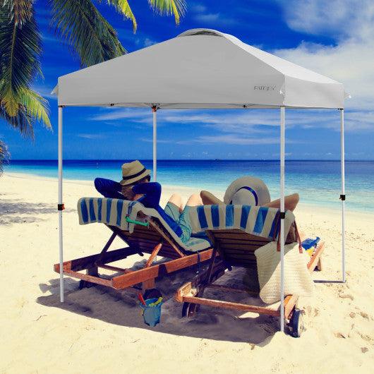 6.6 x 6.6 Feet Outdoor Pop Up Camping Canopy Tent with Roller Bag-Gray at Set Shop and Smile