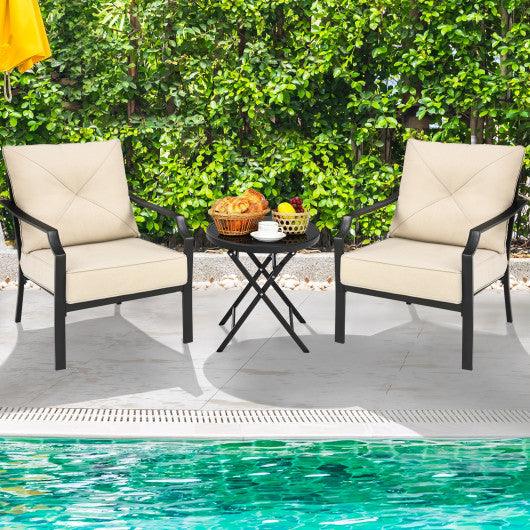 2 Pieces Patio Dining Set with Padded Cushions Armrest Steel Frame at Set Shop and Smile