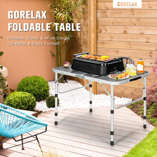 Aluminum Grill Table with Iron Mesh Top-Silver - Set Shop and Smile