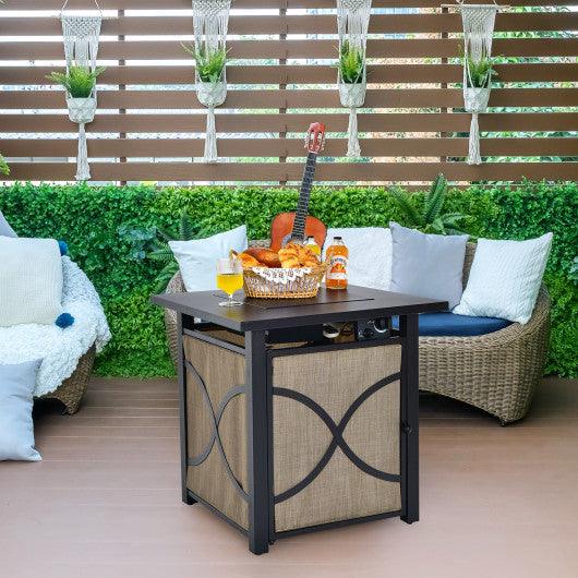 25 Inch 40000 BTU Propane Fire Pit Table with Lid and Fire Glass at Set Shop and Smile