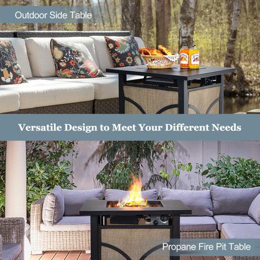 25 Inch 40000 BTU Propane Fire Pit Table with Lid and Fire Glass at Set Shop and Smile