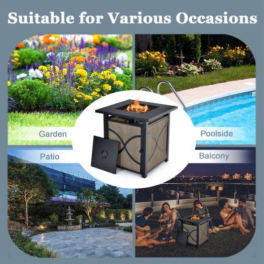 25 Inch 40000 BTU Propane Fire Pit Table with Lid and Fire Glass at Set Shop and Smile