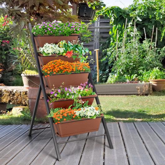 5-tier Vertical Garden Planter Box Elevated Raised Bed with 5 Container-Brown at Set Shop and Smile