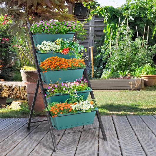 5-tier Vertical Garden Planter Box Elevated Raised Bed with 5 Container-Green at Set Shop and Smile