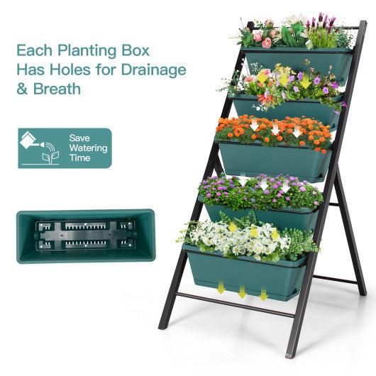 5-tier Vertical Garden Planter Box Elevated Raised Bed with 5 Container-Green at Set Shop and Smile